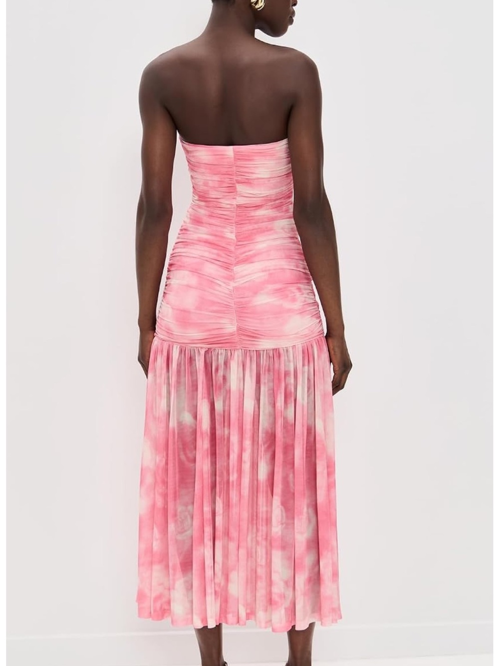 Bardot Strapless Pink Tie-Dye Maxi Dress - Picture 3 of 6